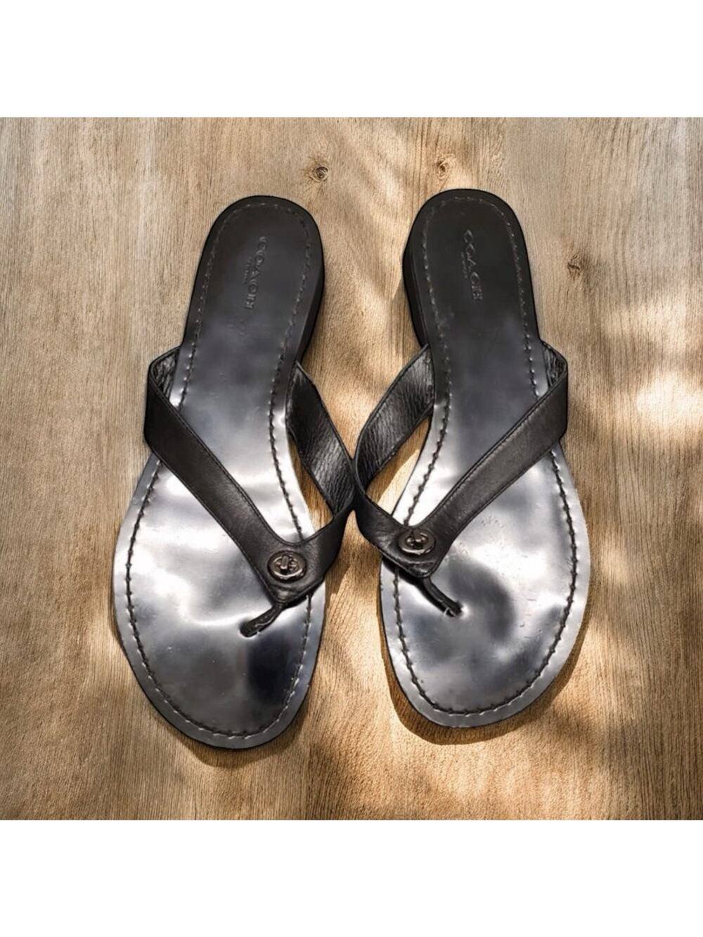 Coach Shelly Vintage Y2K flip flops, women’s 9.5B, Black